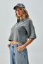 Women's Gray Zipper Detailed Men's Collar Knitwear Sweater 26028 - 4