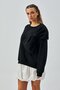 Women's Black 3 Thread Raised Bow Design Wide Cut Sweatshirt 28155 - 6