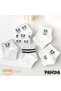5 Pairs White Panda Patterned Half College Women's Socks Set - 4