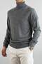 Men's Gray Slim Fit Turtleneck Cotton Turtleneck Knitwear Sweater