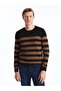 Crew Neck Long Sleeve Striped Men's Knit Sweater - W42726Z8