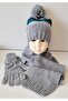 9-15 Years Old Boy Scarf Beret Glove 3 Piece Set - 2