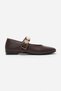 Krakow Brown Matte Accessory Detail Flat Sole Women's Ballerinas - 6