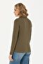 Women's Khaki Polo Collar Basic Sweatshirt 50276999-Vr027 - 5