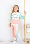 Girl's 3 Thread Thick Fabric Pieced Model Tracksuit Set - 3