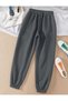 Women's High Waist Three Thread Winter Fleece Sweatpants-Leg Elastic-0033 - 2