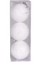 Christmas Ball, Pink Shiny, Star Pattern, White - Set of 3, 7 cm - 2