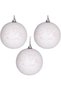 Christmas Ball, Pink Shiny, Star Pattern, White - Set of 3, 7 cm