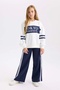 D6568 Wide Leg Wide Wide Leg Striped Sweatpants - 2