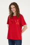 Women's Red Basic Crew Neck T-Shirt 50280020 -Vr171 - 3
