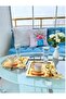 Set of 6 Luxury Square Gold Butterfly Titanium Coated Serving Trays for Tea, Coffee and Treats - 5