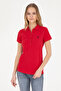 Women's Red Basic Polo Neck T-Shirt 50280057-Vr171 - 3