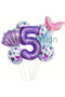 Mermaid Concept 5 Years Old Balloon Set Purple Mermaid Mermaid Theme Birthday Foil Balloon Set