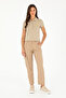 Women's Light Khaki Basic Polo Neck T-Shirt 50280071-Vr183 - 4