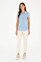 Women's Light Blue Basic Polo Neck T-Shirt 50280063-Vr003 - 4