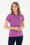 Women's Purple Basic Polo Neck T-Shirt 50280066-Vr038
