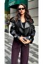 Women's Black Padded Lined Leather Jacket