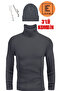 Unisex 3-Piece Combination Anthracite Sweater Beret Necklace Emka - 5