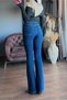 Zero Jnswrld Women's Navy Blue High Waist Stretchy Flare Leg Jeans - 4