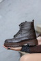 (Wales) Genuine Leather Lace-Up - Zippered Inside Orthopedic Sole Rubber Boots