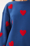 Heart Textured Knitted Sweatshirt Dark Blue Lmp0004 - 4