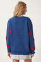 Heart Textured Knitted Sweatshirt Dark Blue Lmp0004 - 5