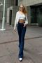 Trn Jean Milano Navy Blue Super High Waist Lycra Flare Spanish Jeans Trousers - 4