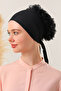 Hijab Women - 10-Piece Black Frilly Bonnet - 3