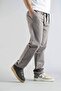 Men's Comfortable Fit Bagy Belted Drawstring Canvas Jeans Gray - 3