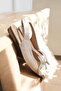Duna Beige Satin Bow-Tie Satin (2 cm Heel) Ankle Strap Pointed Toe Daily Ballet Flats - 5
