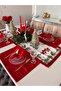 Christmas Bow White Red Runner New Year Christmas Tablecloth with Cones Newyear Christmas Tableware 1Pc Presentation - 5
