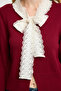 Bordo Crop Dantel Garnili Renk Bloklu Triko Hırka TWOAW25HI00251 - 4