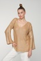 Women's Foil Coated Shimmering V-Neck Shiny Mercerized Sweater - 6