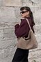 Suede Creme Casual Look Shopper Bag - 3