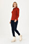 Women's Terracotta Color Basic Polo collar Shirt 50276160-VR031 - 5