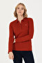 Women's Terracotta Color Basic Polo collar Shirt 50276160-VR031 - 2