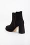 Women's Platform Heeled Boots Black Suede Flat Zipper Closure - 5