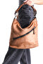 Women's Tan Suede Front Zipper Handy Shoulder Bag - 5