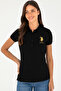 Women's Black Basic Polo Neck T-Shirt 50280071-Vr046 - 3
