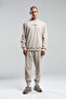 Men's Crew Neck Pigment Printed Winter Regular Fit Cream Sweatshirt Bmk0039-S-V01