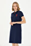 Women's Navy Blue Knitted Dress - 3