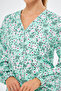 Women's Long Sleeve V-Neck Striped Shirt with Elastic Sleeves - 4