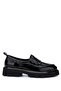 Women's Genuine Leather Black Patent Leather Loafers