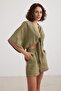 Women's Khaki Muslin Shorts with Elastic Waistband - 5