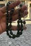 Love Knot Tasseled Capsule Cut Green Colored Clamping Amber Prayer Beads - 2