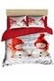 New Year's Snowman Ornaments Red Beret Digital Bedding Set
