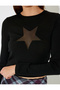 Corded Fabric Transparent Star Motif Long Sleeve Crew Neck T-Shirt - 5
