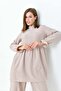 Beige Drawstring Detailed High Collar Tunic - 4