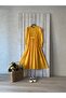 Long Dark Yellow Poplin Flared Dress - 2
