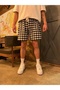 PLAID SHORTS أسود أبيض الاسترخاء السراويل - 3